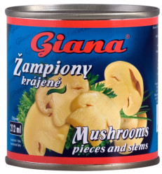 Giana žampion krájené 212ml v mírně slaném nálevu