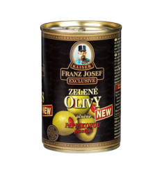 F.J.KAISER olivy zelené plech 314ml plněné nepálivou paprikovou pastou