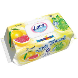 LARA vlhčené ubrousky 120ks klip Grapefruit lemon