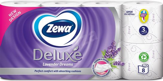 detail Zewa Deluxe toaletní papír 3-vrst. 8ks Lavender Dreams (bal/7ks)
