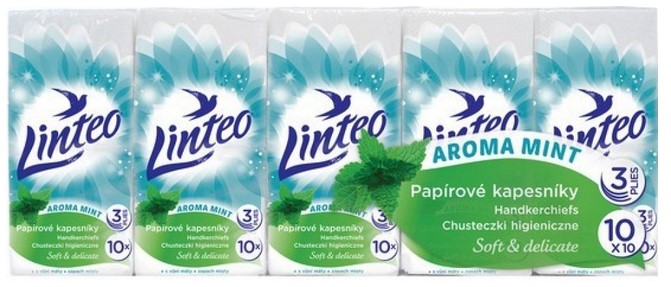 chi tiết Linteo papírové kapesníky 3vrstvé 10x10 Mentol (24)