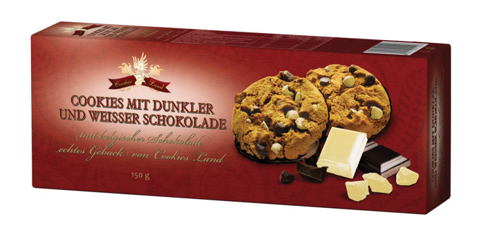 detail Cookiesland sušenky 130g mit drei choko (červený) (18)