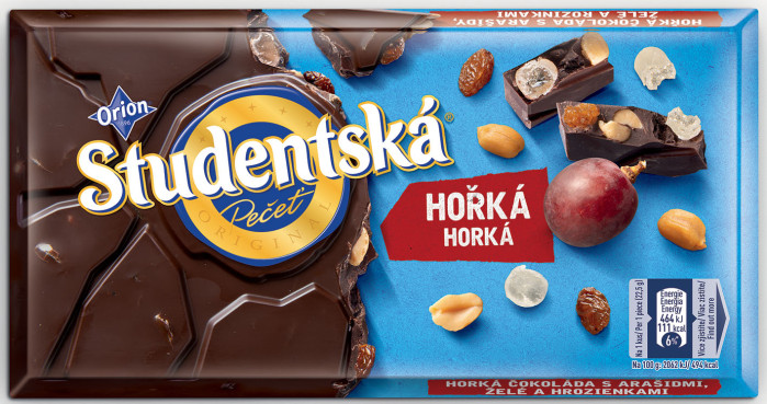 chi tiết Studentská pečeť 170g Hořká čokoláda s arašídy, želé a hrozny (16)