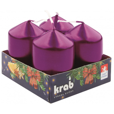 detail Krab svíčky na adventní věnce 4ks lakované -sv. fialová