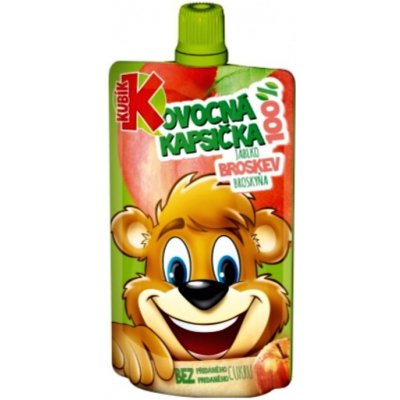 detail Kubík 100% ovocná kapsička 100g Broskev (jablko + mrkev) (12)