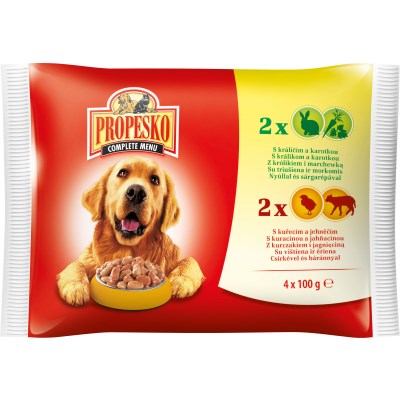 chi tiết Propesko kapsa pes 4x100g králík/karotka,kuře/jehně