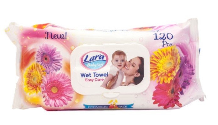 detail LARA vlhčené ubrousky 120ks klip Gerbera