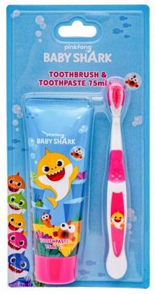 detail Baby Shark dětská zubní pasta 75ml + kartáček (kem danh rang+ban chai)