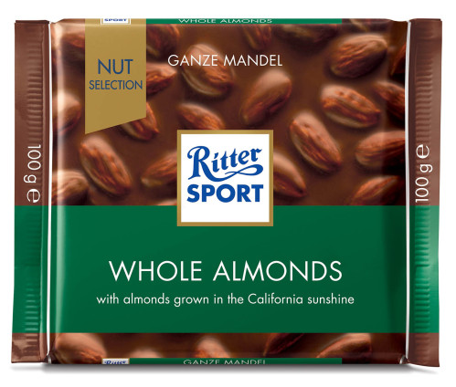 Ritter sport 100g Whole almonds (Mléčná čokoláda s celými mandlemi)