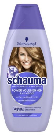 detail Schauma 350ml šampon Power volume 48h with waterlily