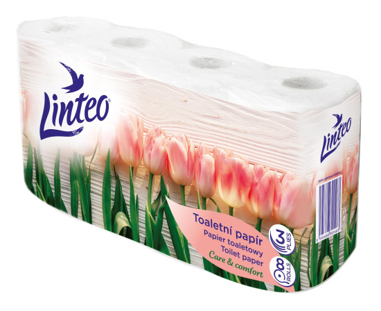 detail Linteo toaletní papír 3vrstvy 8role 15m