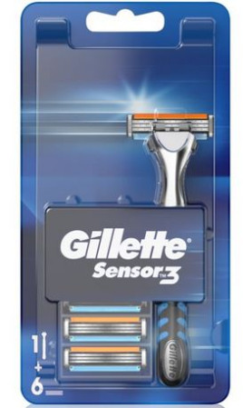 detail Gillette Sensor3 Strojek + 6 hlavic