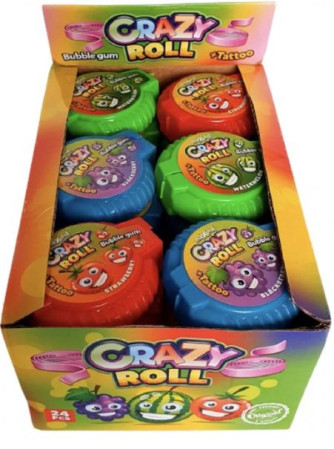 detail Maxcool Crazy roll bubble gum + tattoo 15g žvýkačky (24)