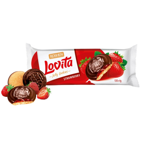 chi tiết Roshen Lovita 135g piškoty v čokoládě Jahoda (21)