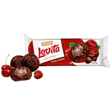 detail Roshen Lovita 135g piškoty v čokoládě Cherry (21)