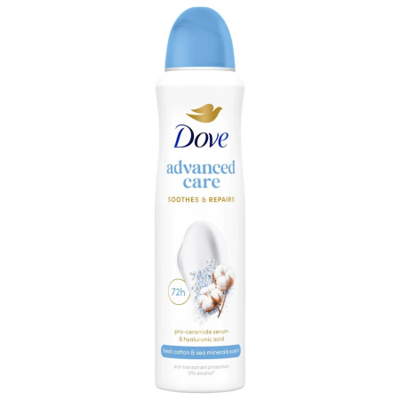 detail Dove deosprej 150ml Advanced Care Soothes & Repairs Fresh Cotton & Sea Mineral