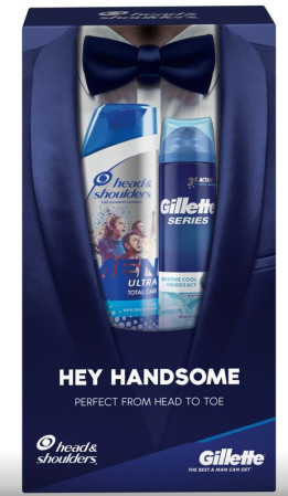 detail Head & Shoulders x Gillette kazeta (šampon 270ml + gel na holení 200ml) (qua ta