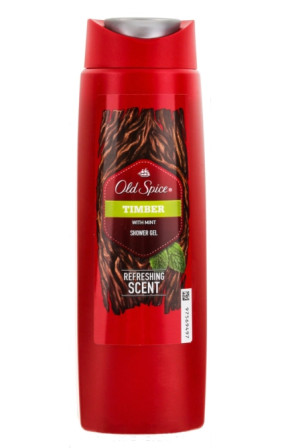 detail Old Spice sprchový gel & Šampon 400ml Timber (6)