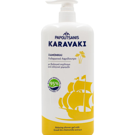 chi tiết Papoutsanis Karavaki řecký sprchový gel 750ml Heřmánek