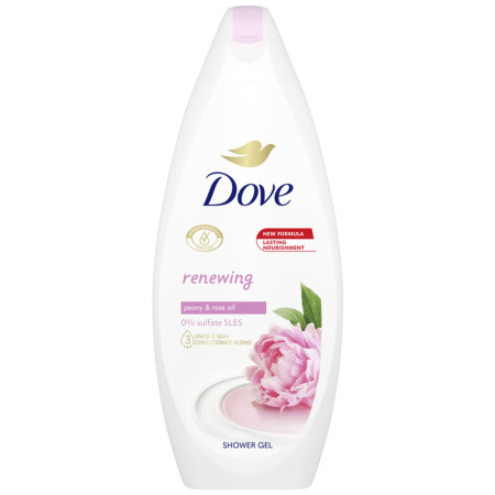 detail Dove sprchový gel 250ml Renewing Peony a rose oil