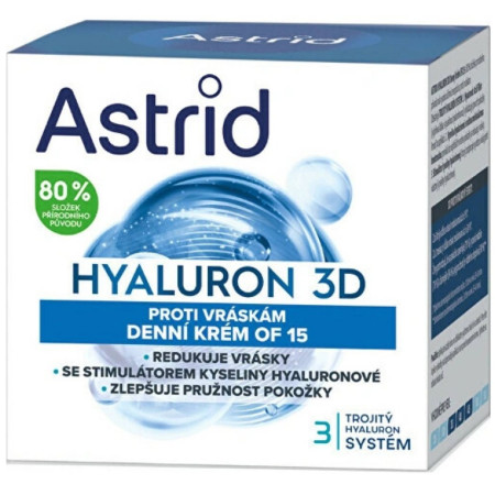 chi tiết Astrid Hyaluron 3D denní krém proti vráskám OF15 trojitý systém 3