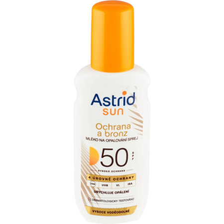 detail Astrid mléko na opalování sprej 150ml Ochrana a bronz 50SPF