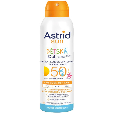 detail Astrid sprej na opalování 150ml Dětská Ochrana plus 50SPF