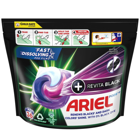 detail Ariel kapsle na praní 36PD sáček Extra Black Plus (3)