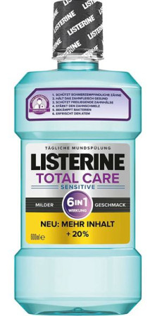 detail Listerine ústní voda 600ml Total Care Sensitive (modrý)