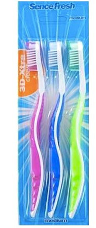 chi tiết SenceFresh zubní kartáček 3ks 3D-Xtra Clean Medium