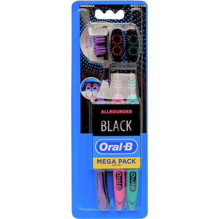 detail Oral-B zubní kartáček All Rounder Black 3ks medium (6ks/bal)