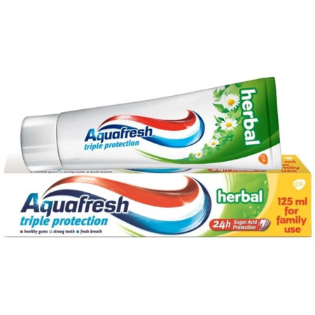 chi tiết Aquafresh zubní pasta 125ml Triple protection Herbal (12)