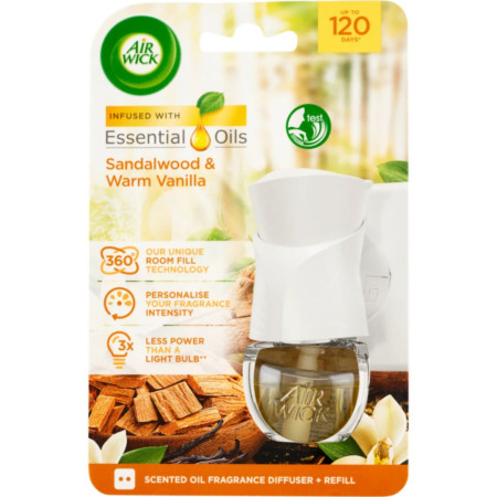 chi tiết Airwick 19ml electric komplet Sandalwood, Warm Vanilla (Santalové dřevo a Vanill