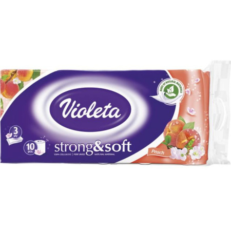 detail VIOLETA Strong a Soft Toaletní papír 3-vrstvý 10rolí Broskev (bal/8ks)
