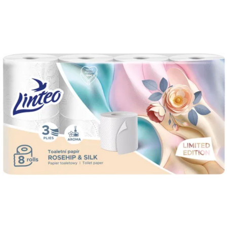 chi tiết Linteo toaletní papír 3vrstvý 8rolí Rosehip a Silk (bal/10ks)