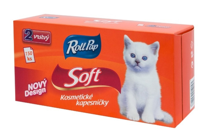 detail Roll Pap kapesníky krab. 100ks 2-vrstvé