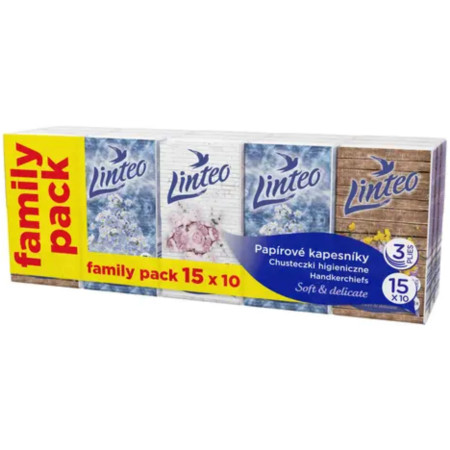 detail Linteo papírové kapesníky 3vrstvé Family Pack 15x10 (16)