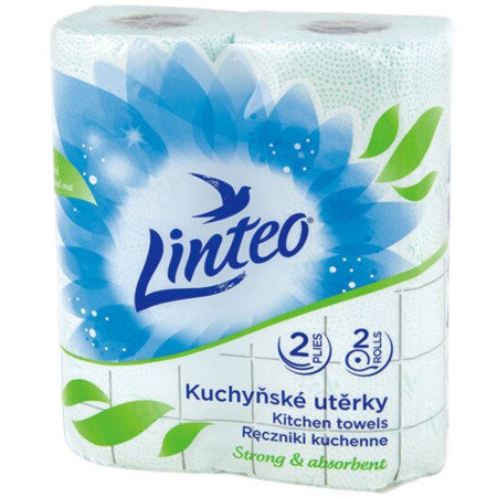 detail Linteo Kuchyňské utěrky classic 2vrstvý 2role s potiskem - květiny zelený (24)