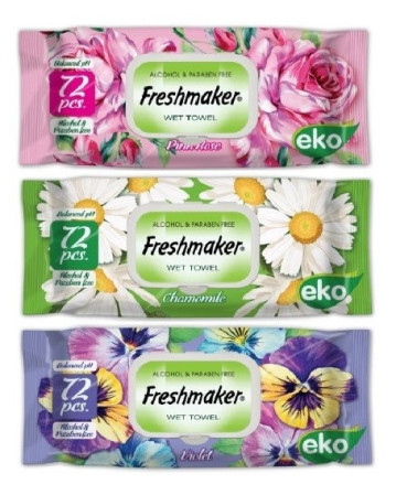 detail FreshMaker Dětské vlhčené ubrousky 72ks klip Eko flowers