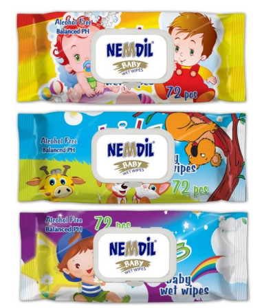 chi tiết Nemdil dětské vlhčení ubrousky 72ks klip kreslené