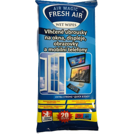 chi tiết Fresh Air čistící ubrousky na okna, displeje, obrazovky a telefony 20ks