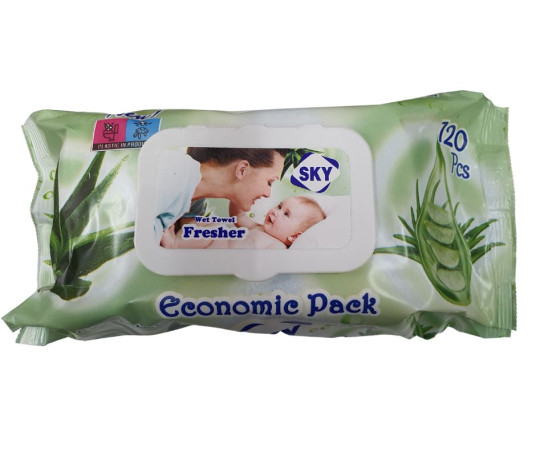 detail Sky vlhčené ubrousky 120ks - Aloe Vera