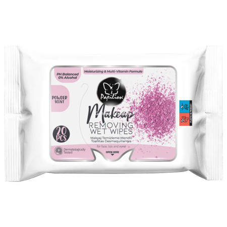detail Papilion kapesní makeup 4in1 vlhčené ubrousky 20ks (bílá barva)