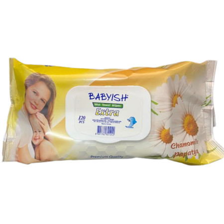 detail ESHOP Babyish Dětské vlhčené ubrousky s klipem 120ks Chamomile (15)