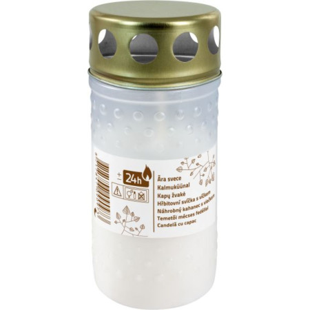 detail Hřbitovní svíčka s víčkem 24h bílá (35)