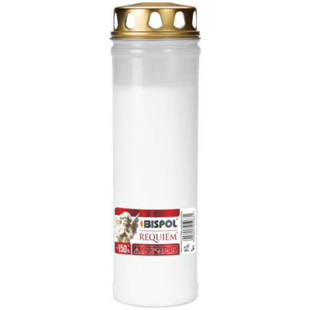detail Bispol Svíčka hřbitovní s víčkem Requiem V7 150h / 420g - Bílá (20)