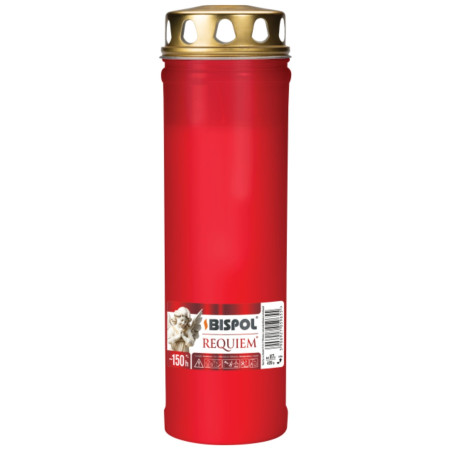 detail Bispol Svíčka hřbitovní s víčkem Requiem V7 150h / 420g - Červná (20)