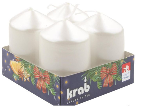 chi tiết Krab svíčky na adventní věnce 4ks lakované - bílá