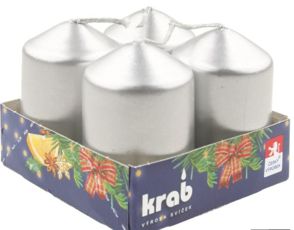 detail Krab svíčky na adventní věnce 4ks lakované - stříbrná