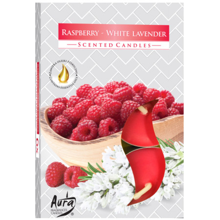 chi tiết Bispol čajové svíčky 6ks Raspberry - White Lavender